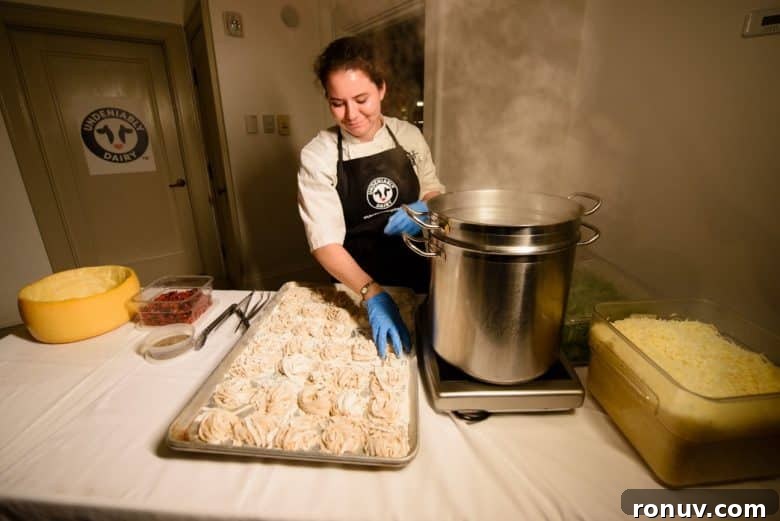 New York Dairy Tour 2018: Why I Moved to a Cheese Cave 5 A chef preparing fresh pasta for a large crowd.