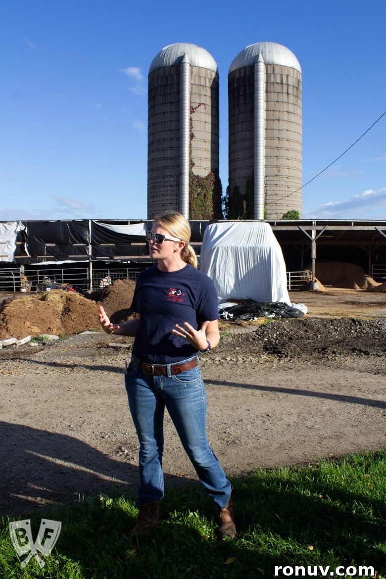 New York Dairy Tour 2018: Why I Moved to a Cheese Cave 6 A farmer talking to a group of food bloggers on her farm.