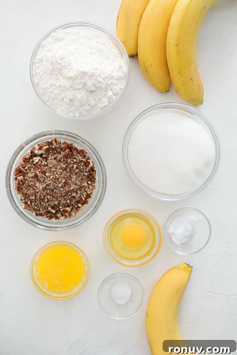 Moist Banana Nut Bread Recipe with Walnuts 3 ingredients for banana nut bread