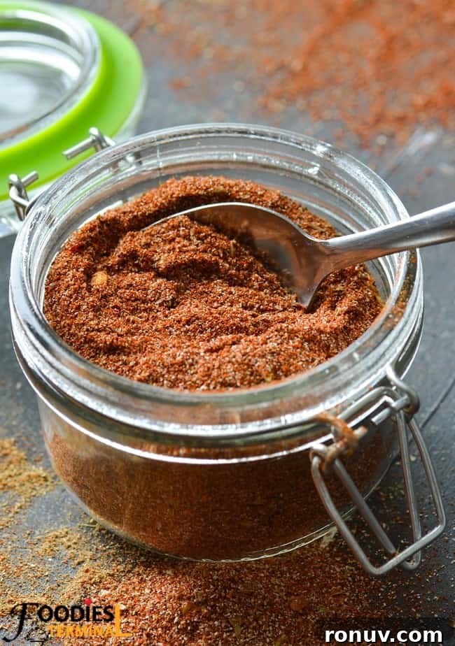 Homemade Salt-Free Fajita Seasoning Recipe 4 simple fajita seasoning no sugar in a glass container with a spoon