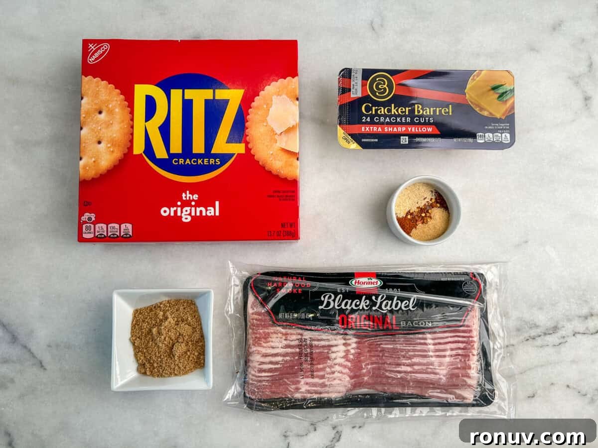 Crispy Cheddar Bacon Crackers Recipe 4 ingredients needed to make cheddar bacon crackers