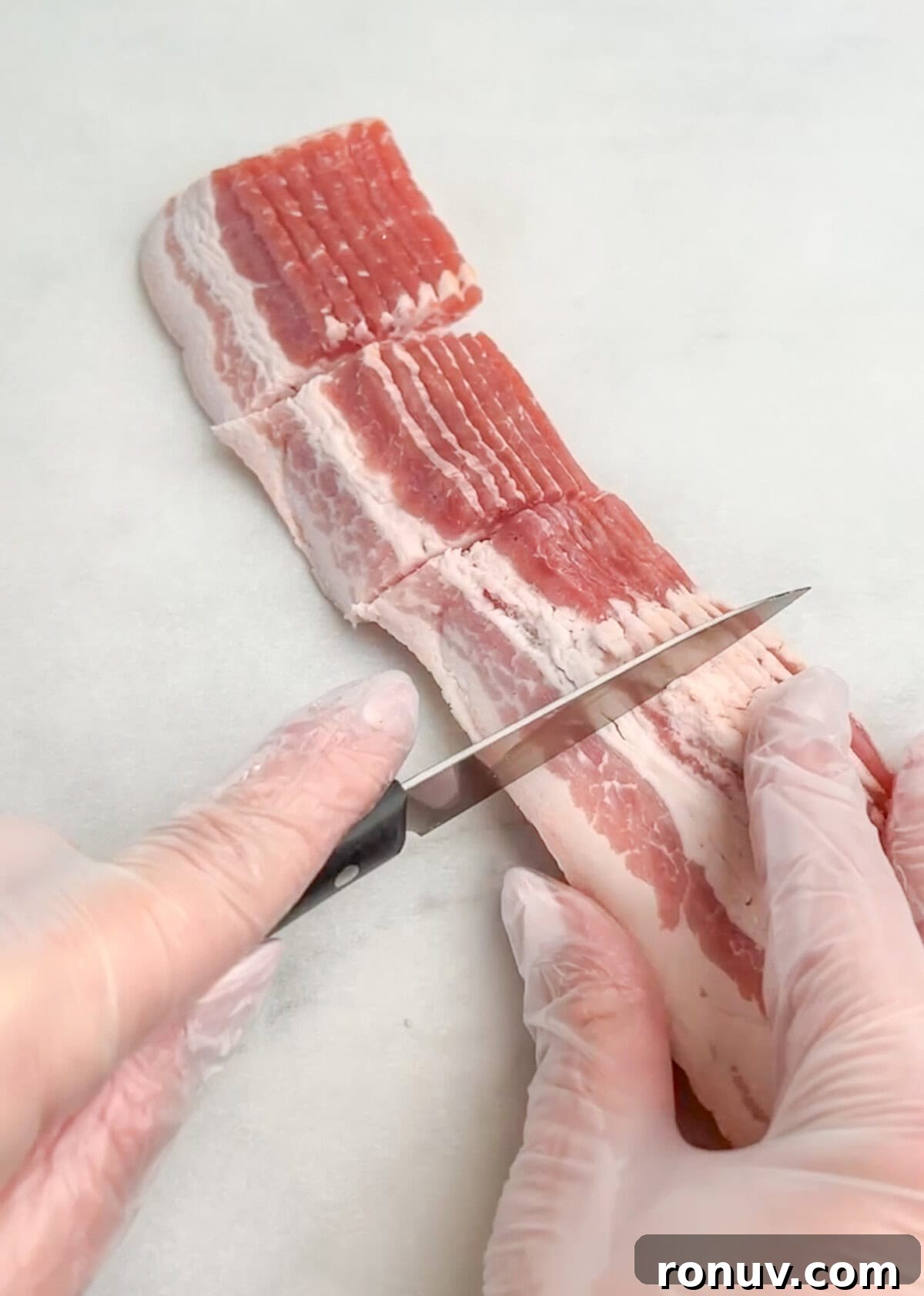 Crispy Cheddar Bacon Crackers Recipe 5 how to make cheddar bacon crackers, slicing the bacon