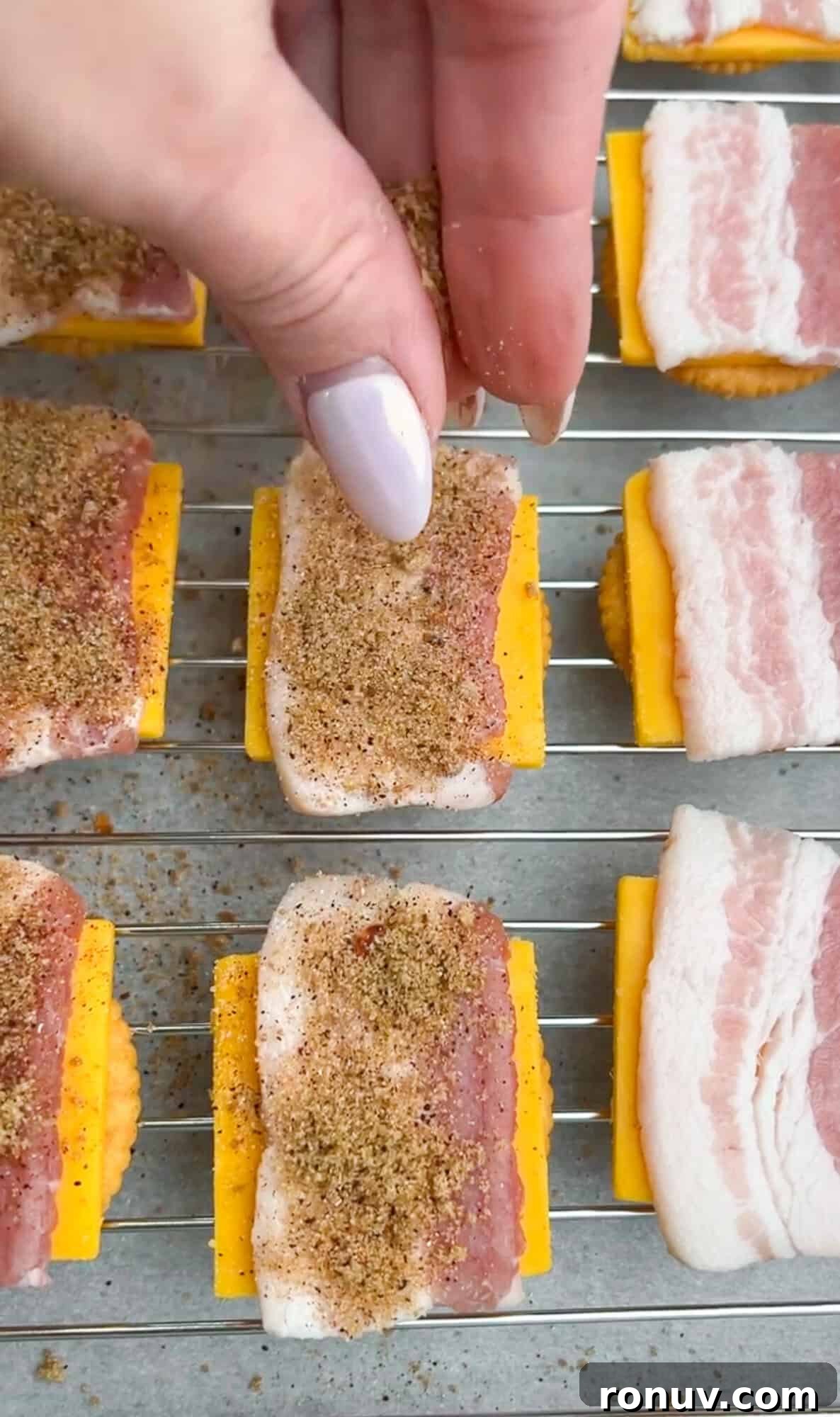 Crispy Cheddar Bacon Crackers Recipe 6 sprinkling brown sugar seasoning on cheddar bacon crackers