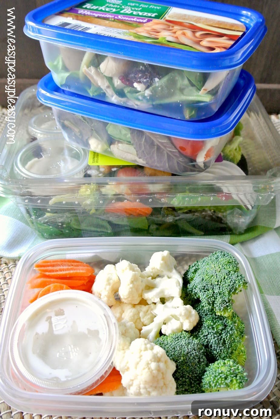 No-Cleanup To-Go Salads for Coolers and Picnics 10 Make food on the go healthy, easy, and with no cleanup. Perfect addition to the cooler for picnics, the beach, the boat, the ballpark, and camping.