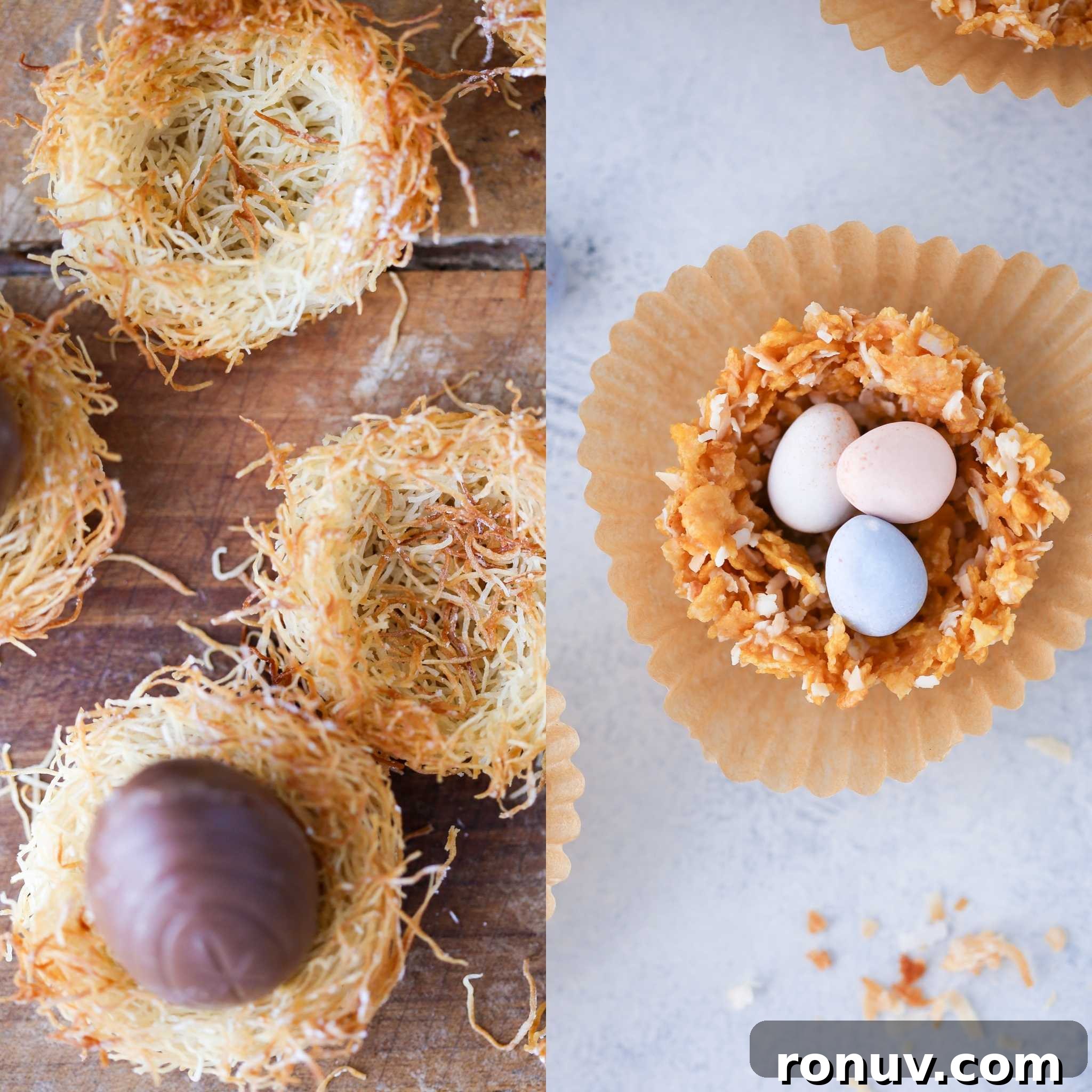 Homemade Coconut and White Chocolate Nests Recipe 4 Coconut White Chocolate Nests Kataifi Nests Comparison
