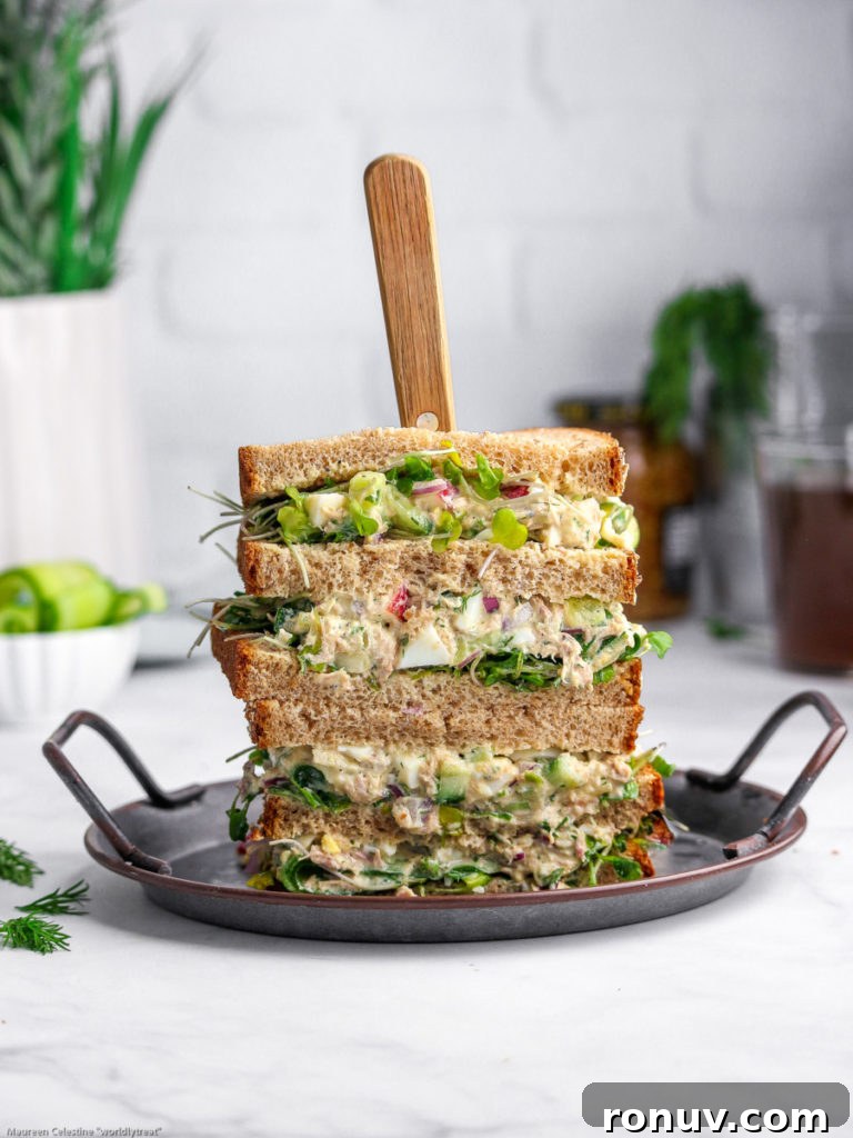 Mayo-Free Tuna Salad Sandwich with Cucumber 4 tuna cucumber salad sandwich