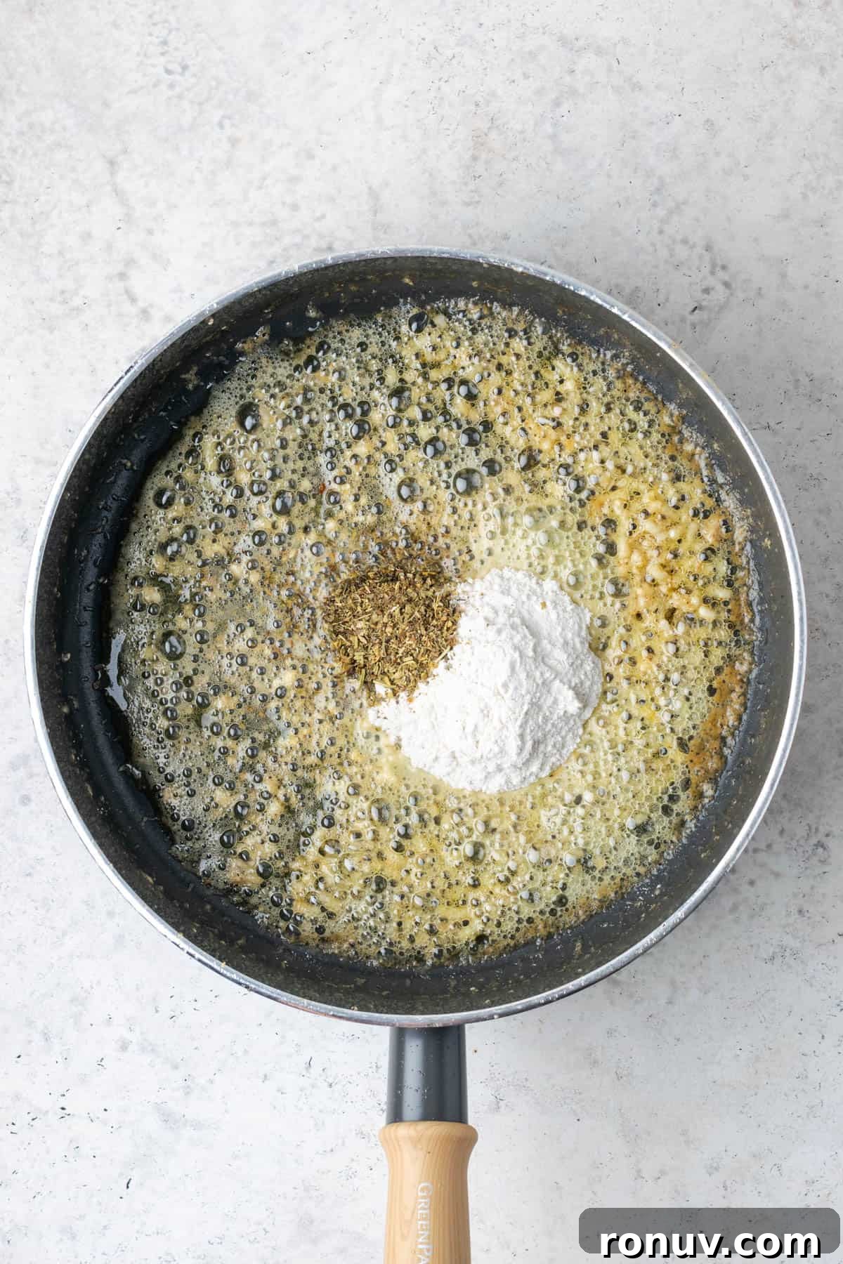 30-Minute Creamy Marry Me Chicken Pasta Recipe 8 Flour and italian seasoning added to the saute pan.