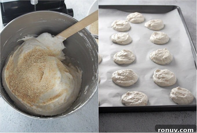 Silvanas: Filipino Frozen Buttercream Cookie Recipe 5 meringue on a baking sheet