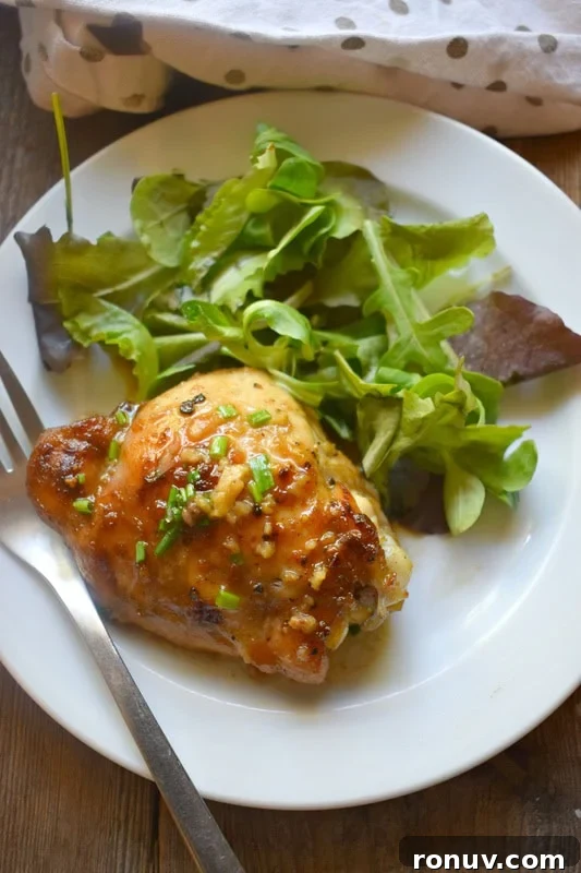Oven-Baked Honey Mustard Glazed Chicken Recipe 3 Baked chicken thighs with honey mustard glaze