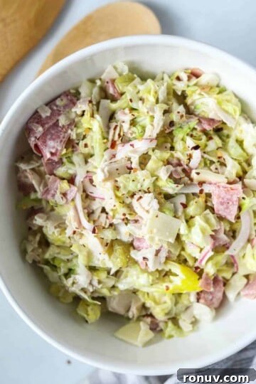 White bowl filled with grinder salad