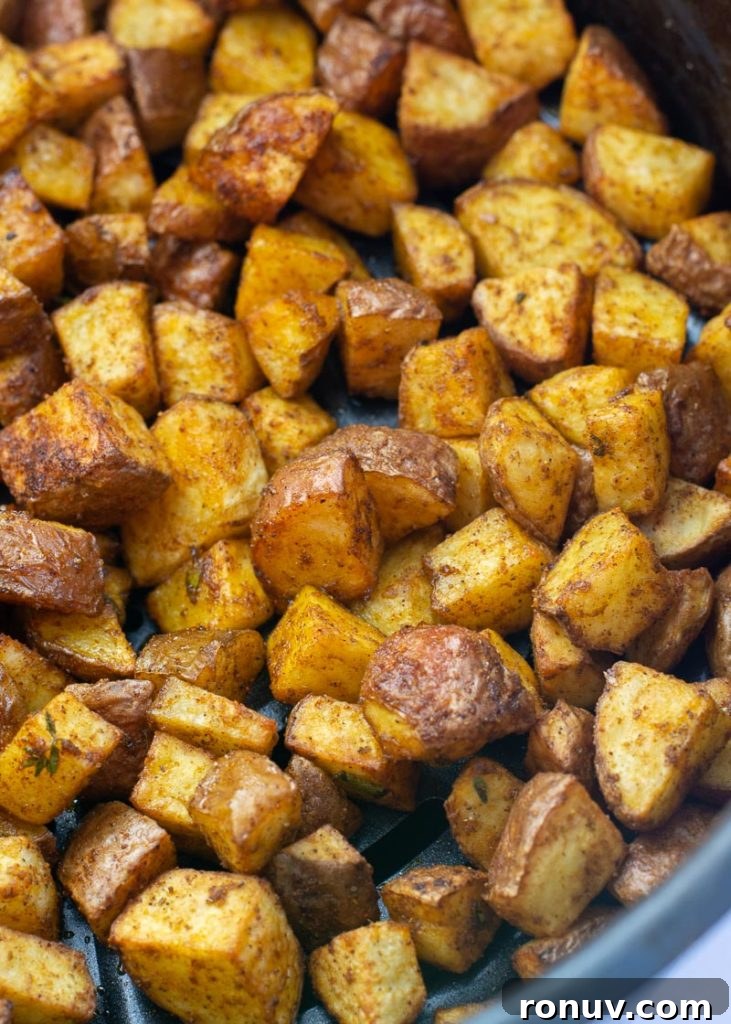 Crispy Air Fryer Breakfast Potatoes Recipe 6 These Air Fryer Breakfast Potatoes require just four ingredients and 15 minutes! These crispy, salty breakfast potatoes are great with bacon and eggs!