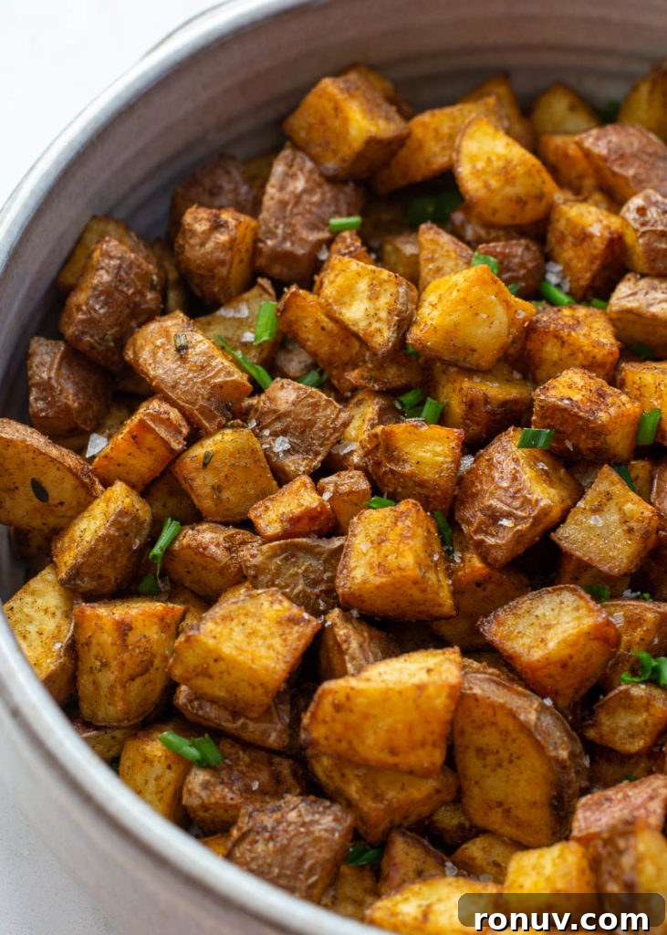 Crispy Air Fryer Breakfast Potatoes Recipe 7 These Air Fryer Breakfast Potatoes require just four ingredients and 15 minutes! These crispy, salty breakfast potatoes are great with bacon and eggs!