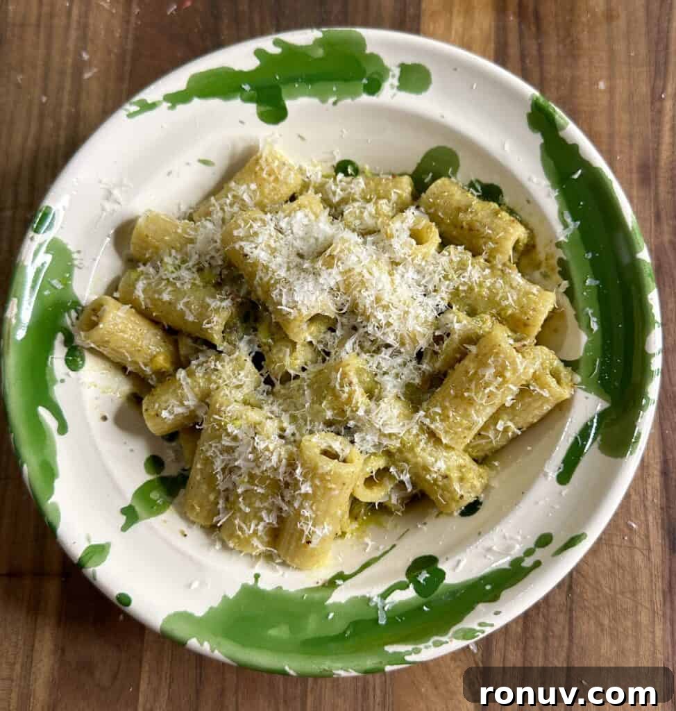 Creamy 5-Ingredient Pistachio Pesto Pasta Recipe 2 Pistachio pesto pasta on a plate