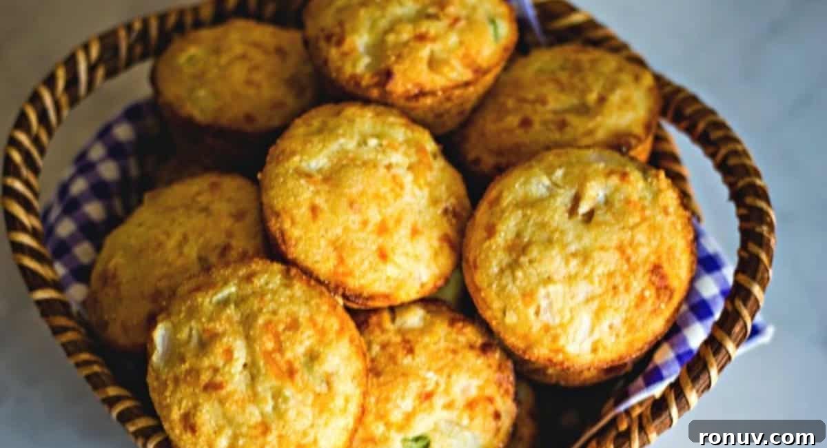 What to Serve with Taco Soup: 20 Toppings and Sides 8 Overhead image of Mexican cornbread muffins in basket.