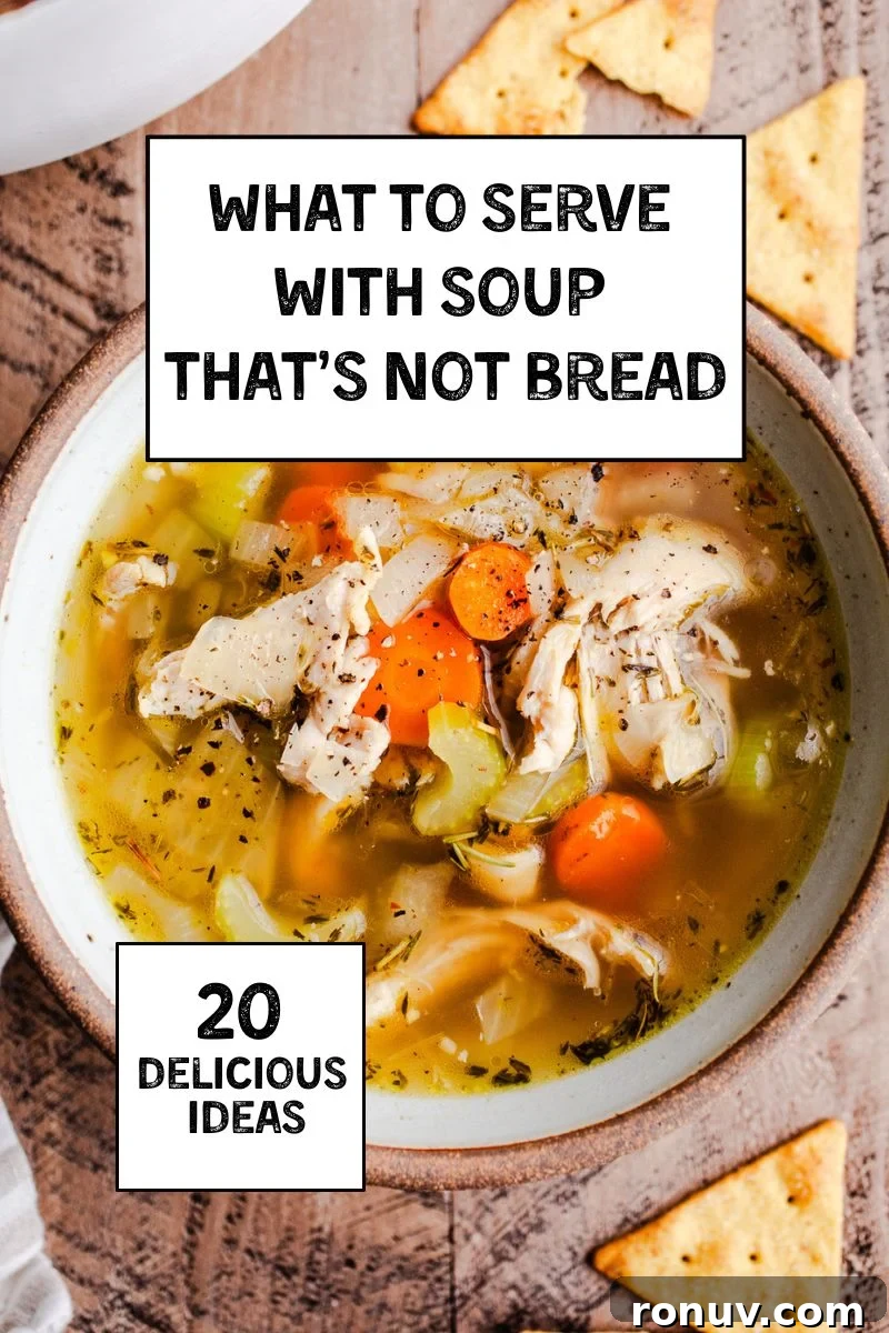 20 Creative Sides to Serve with Soup Beyond Bread 2 A bowl of chicken soup with crackers.