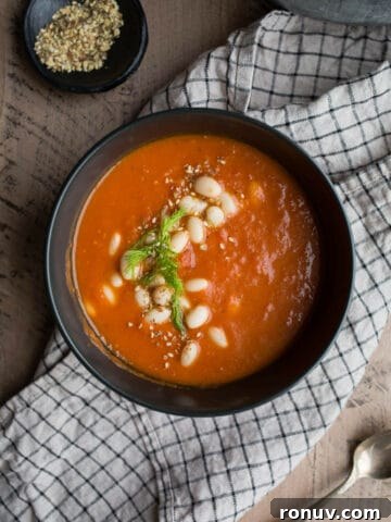 Roasted fennel and white bean tomato soup.