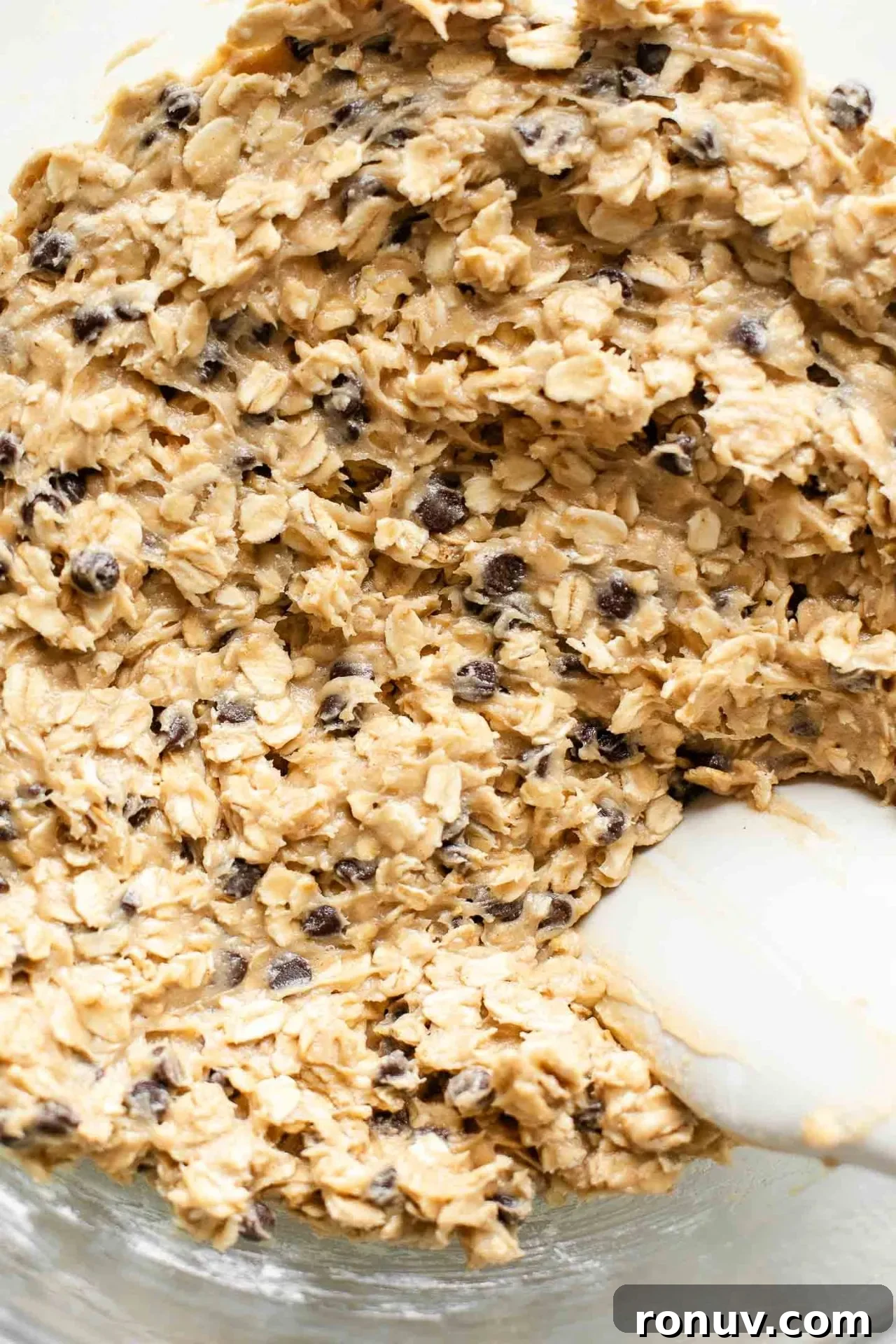 Soft Chewy Oatmeal Chocolate Chip Cookies 5 oatmeal chocolate chip cookie dough in bowl
