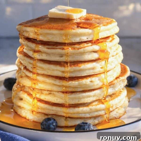 Vegan French Toast Recipe with Cinnamon Maple Syrup 13 Egg-free pancakes stacked and ready for easy healthy breakfast at home.