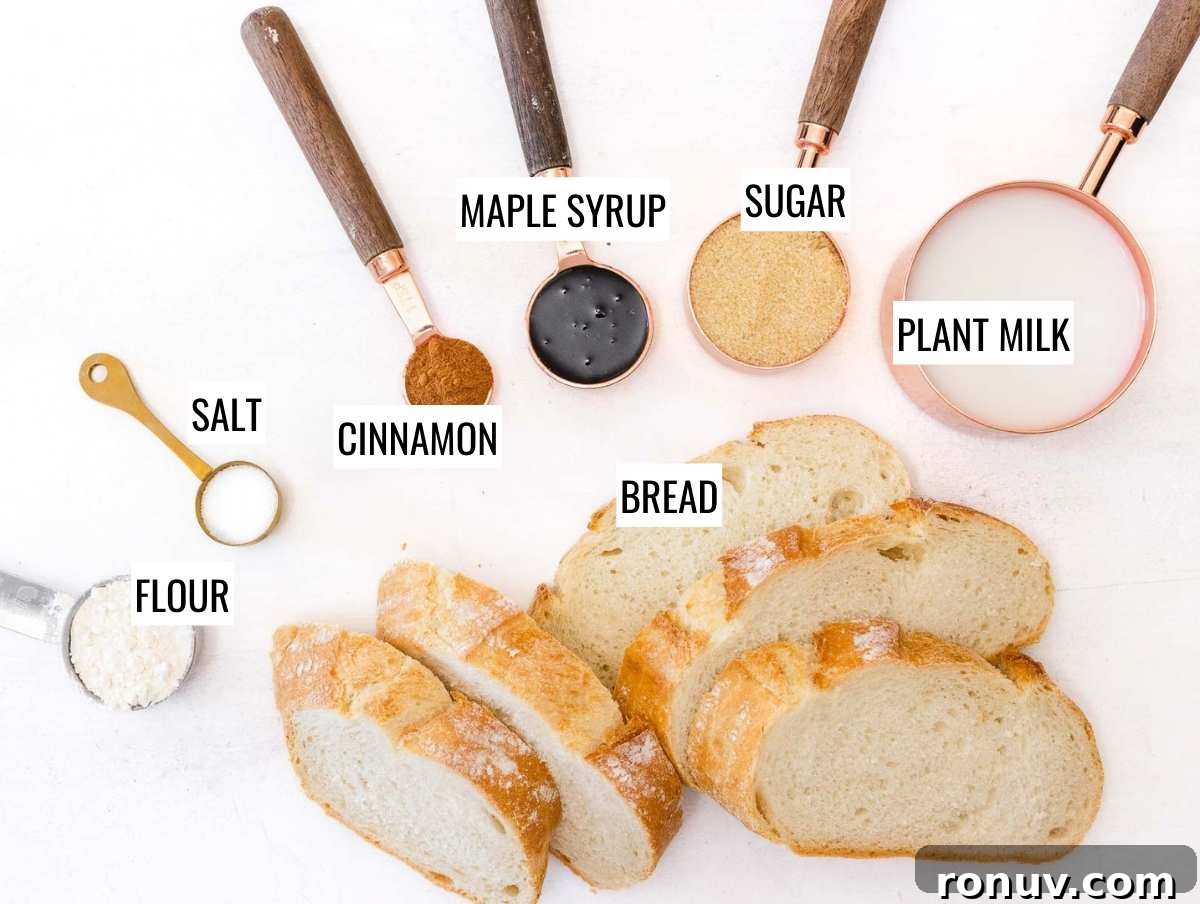 Vegan French Toast Recipe with Cinnamon Maple Syrup 4 vegan French toast ingredients