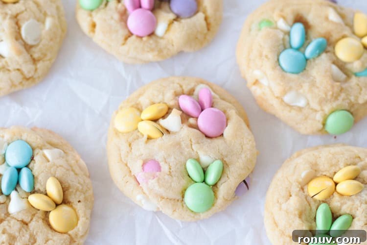 25 Easter Desserts to Impress Your Guests 10 M&Ms in bunny shapes on cookies