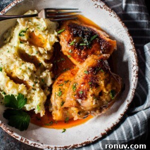 Crispy Braised Chicken with Apricot Glaze 5 My crispy braised apricot chicken is sweet, sticky, and slightly smoky. I think you'll like this straightforward chicken recipe!