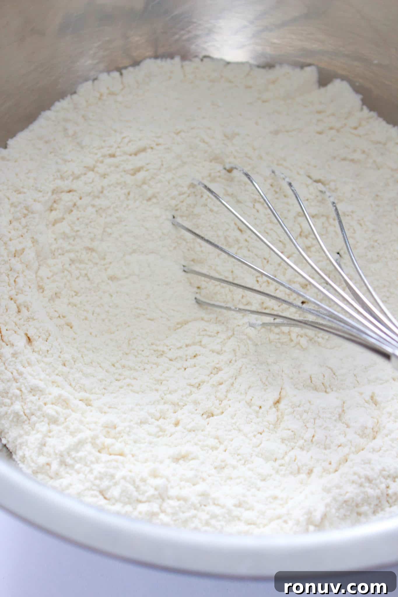 Mini Cheddar and Chive Irish Soda Bread Recipe 3 Whisking the dry ingredients.