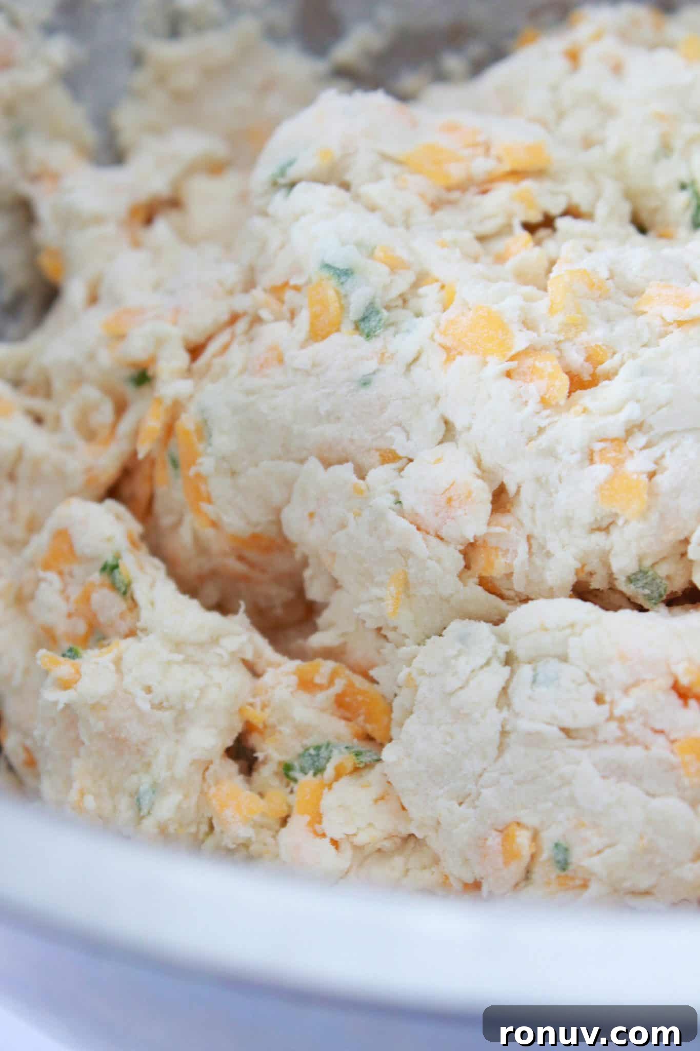 Mini Cheddar and Chive Irish Soda Bread Recipe 6 Making the cheddar and chive soda bread dough.