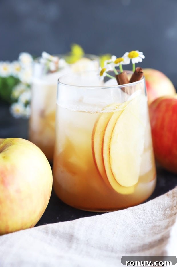 Apple Bourbon Smash Cocktail Recipe 2 Side photo of apple bourbon smash