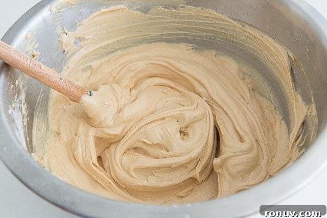 Chocolate Peanut Butter Cupcakes Recipe 8 Peanut Butter Buttercream Frosting in Mixing Bowl