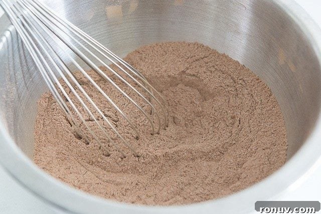 Chocolate Peanut Butter Cupcakes Recipe 5 Cocoa Powder and Flour Whisked in Bowl