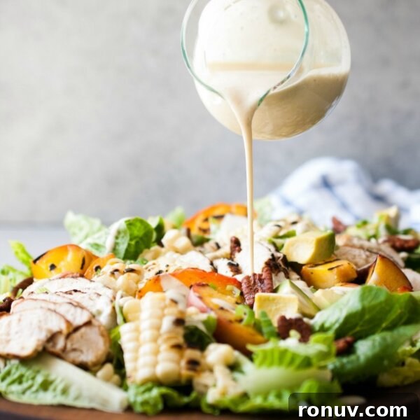 Grilled Summer Salad with Chicken and Spicy Cashew Dressing
