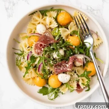 Prosciutto melon pasta salad