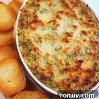 Small dish of spinach-artichoke dip