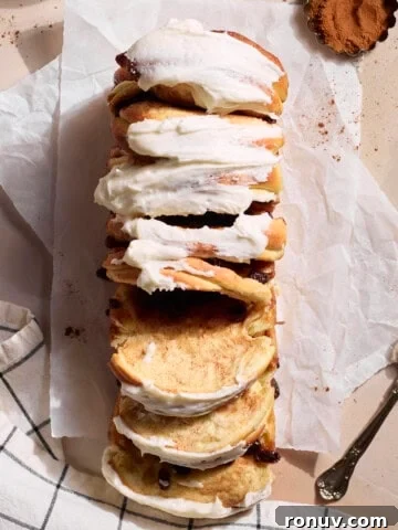 Sourdough Discard Cinnamon Pull Apart Bread after frosting.