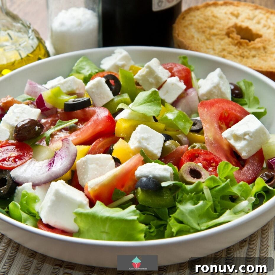 Classic Greek Salad Recipe with Feta and Olives 3 Bowl of Simple Greek Salad with feta and olives