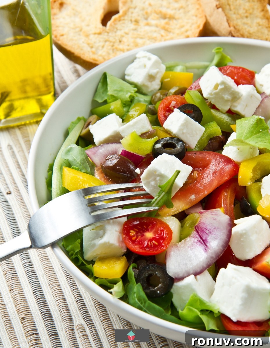 Classic Greek Salad Recipe with Feta and Olives 4 Served Simple Greek Salad with vegetables and feta