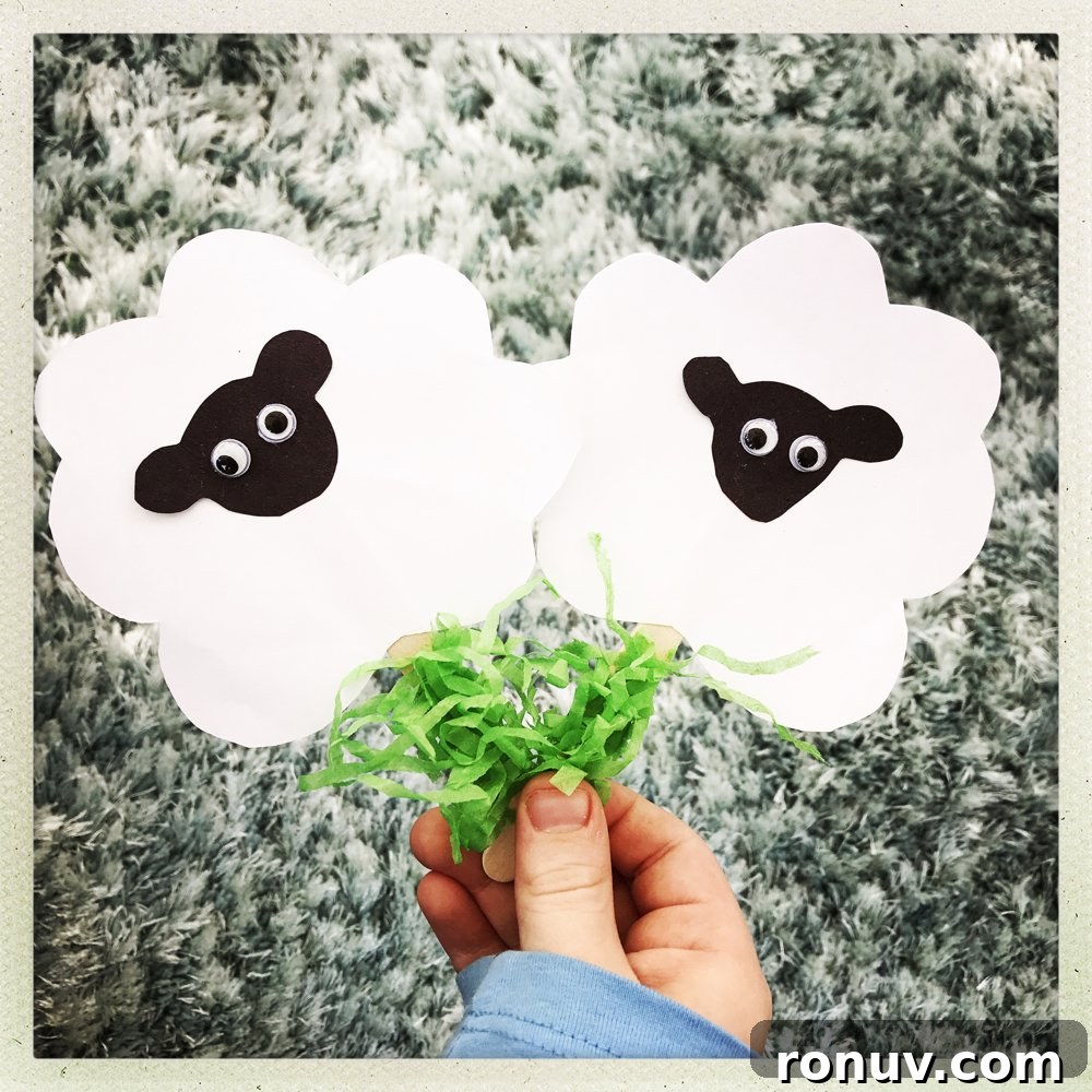 Fun DIY Easter Crafts for Kids: Creative Ideas & Projects 2 small child holding up two child made sheep pop up puppets on lolly sticks.