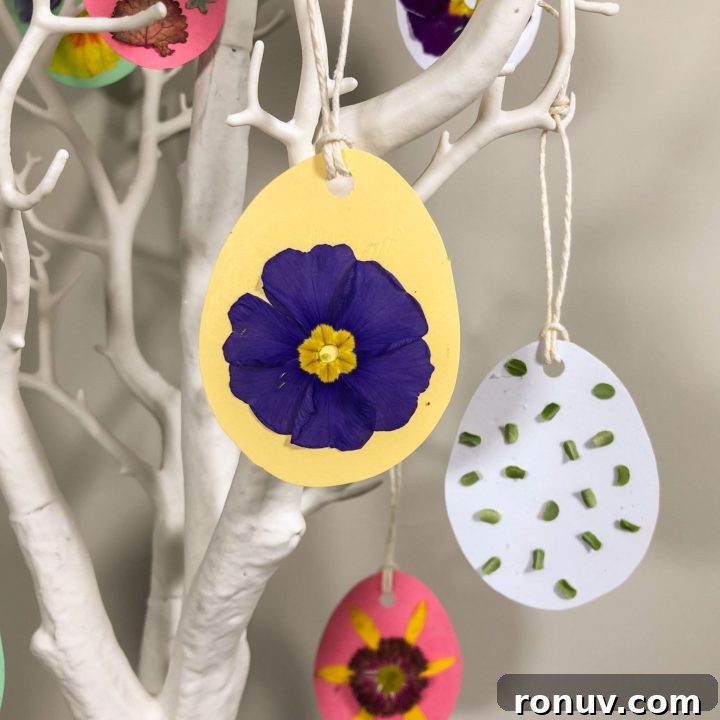 White tree with easter egg homemade paper cutouts