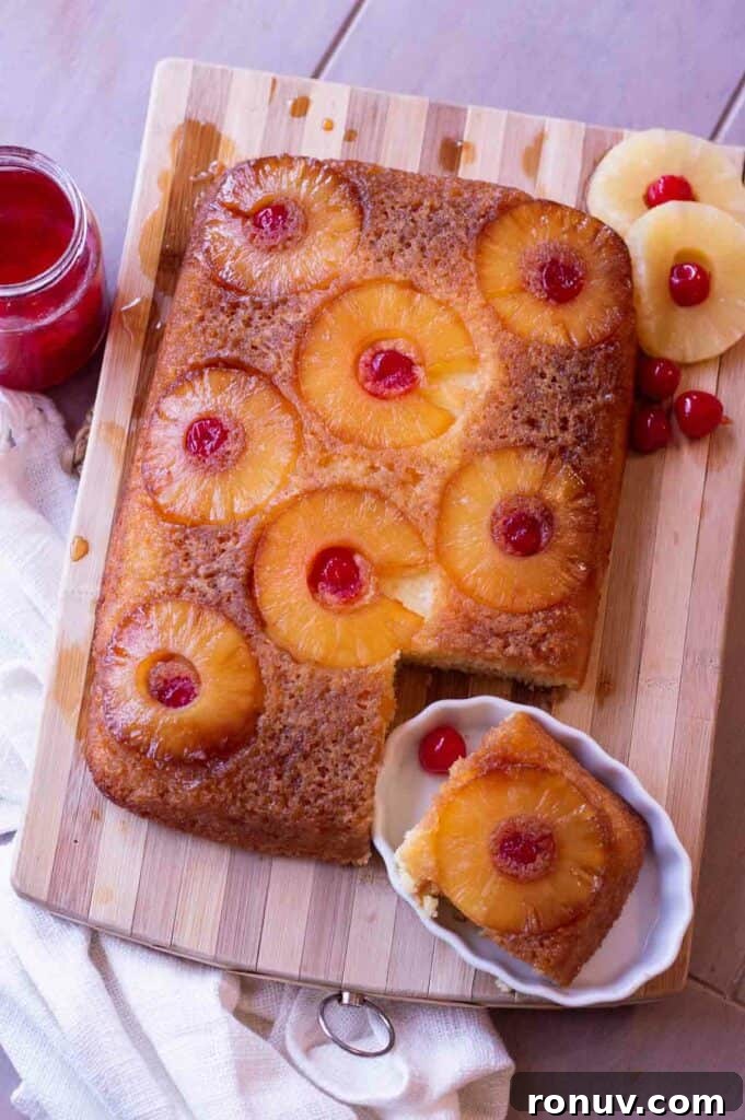Gluten-Free Pineapple Upside-Down Cake Recipe 3 Gluten free pineapple upside down cake with pineapple rings and maraschino cherries