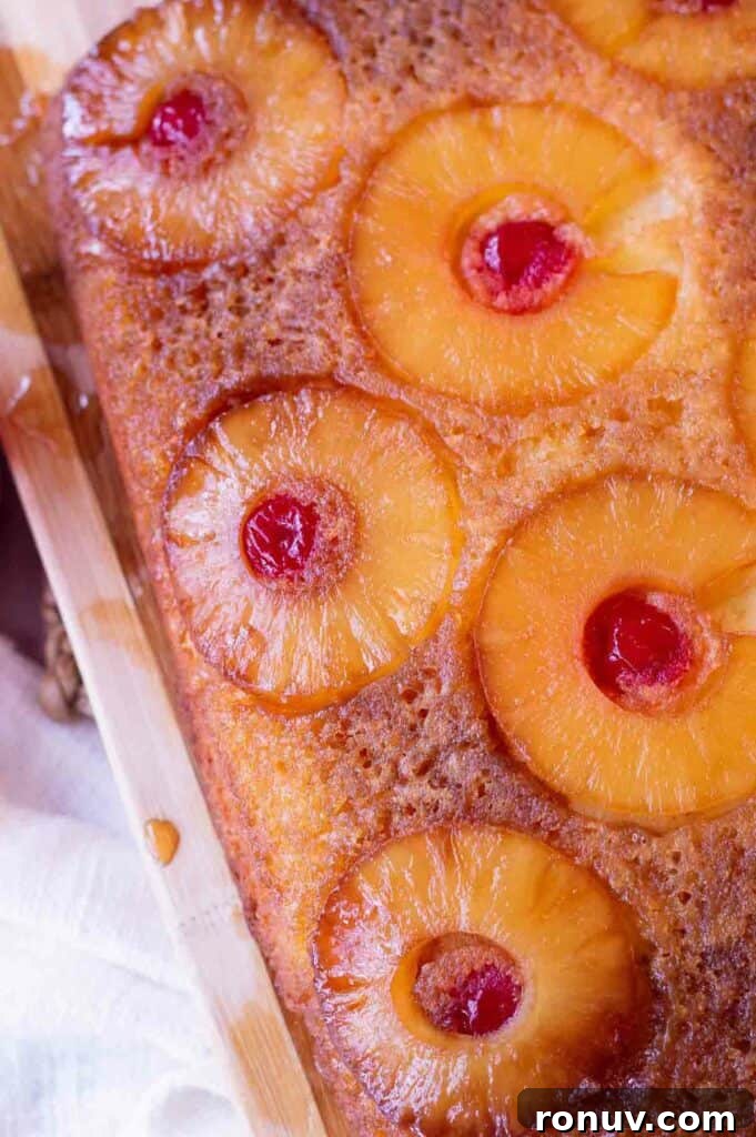 Gluten-Free Pineapple Upside-Down Cake Recipe 9 Gluten free pineapple upside down cake with pineapple rings and maraschino cherries