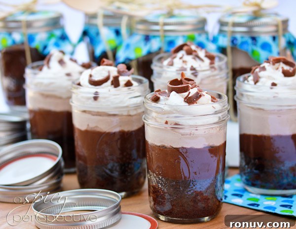 Chocolate Malt Brownie Parfait in a Jar Chocolate Malt Brownie Parfaits in mason jars topped with whipped creamed chocolate shavings