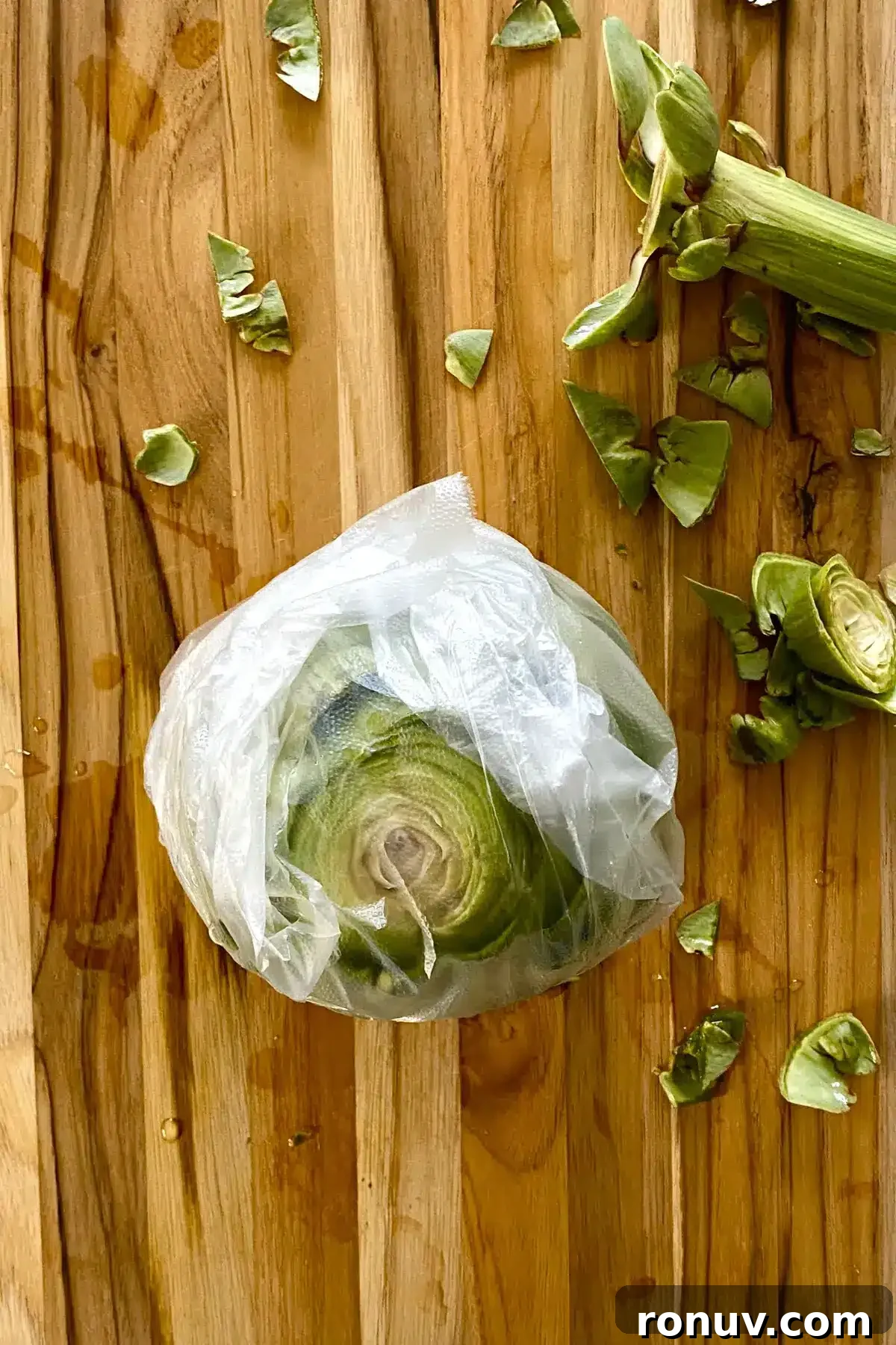 How to Cook Artichokes in the Microwave 7 plastic wrapped artichoke.