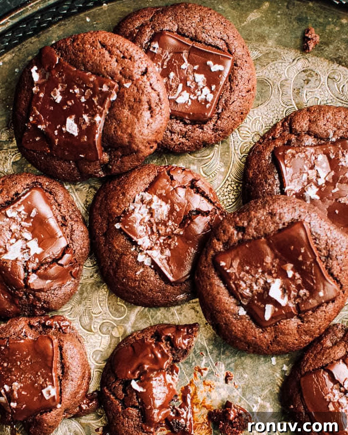 Valentine's Day Dessert Recipes for Date Night 16 Fudgy brownie cookies on a tray.