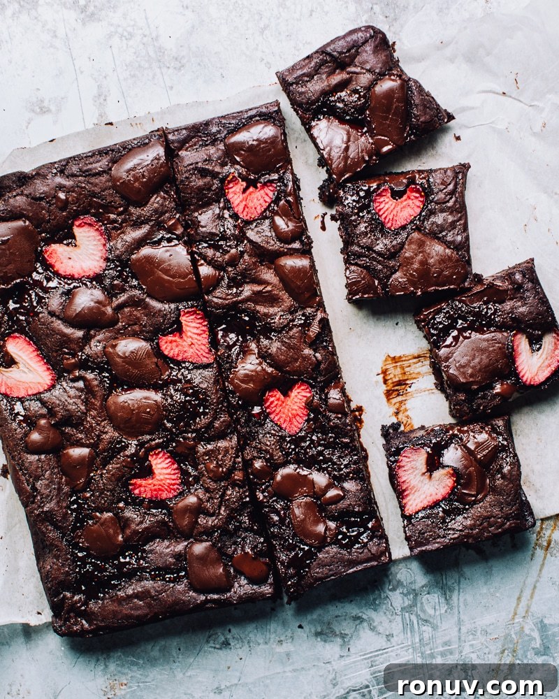 Valentine's Day Dessert Recipes for Date Night 17 Square-sliced strawberry brownies