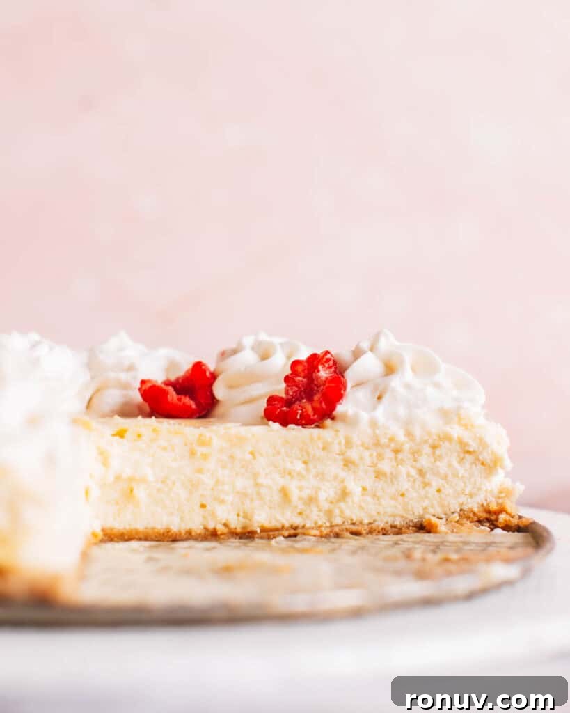 Valentine's Day Dessert Recipes for Date Night 9 Slice of Philadelphia cheesecake with whipped cream.