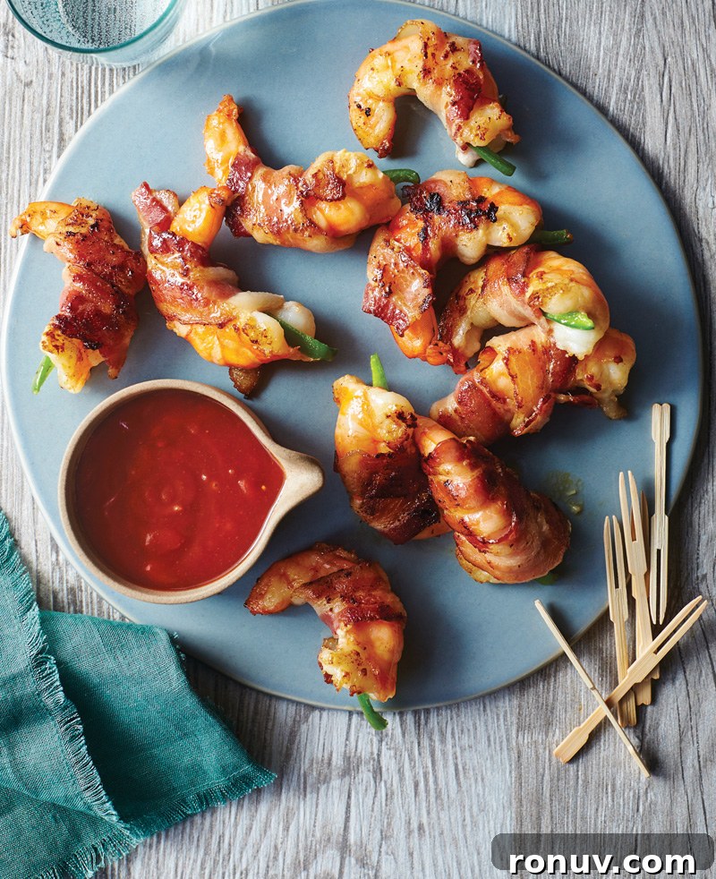 Bacon-Wrapped Jalapeno Shrimp with Cherry Cola BBQ Sauce