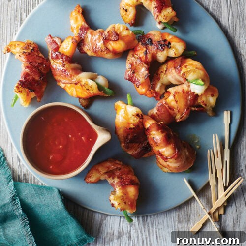 Bacon-Wrapped Jalapeno Shrimp with Cherry Cola BBQ Sauce