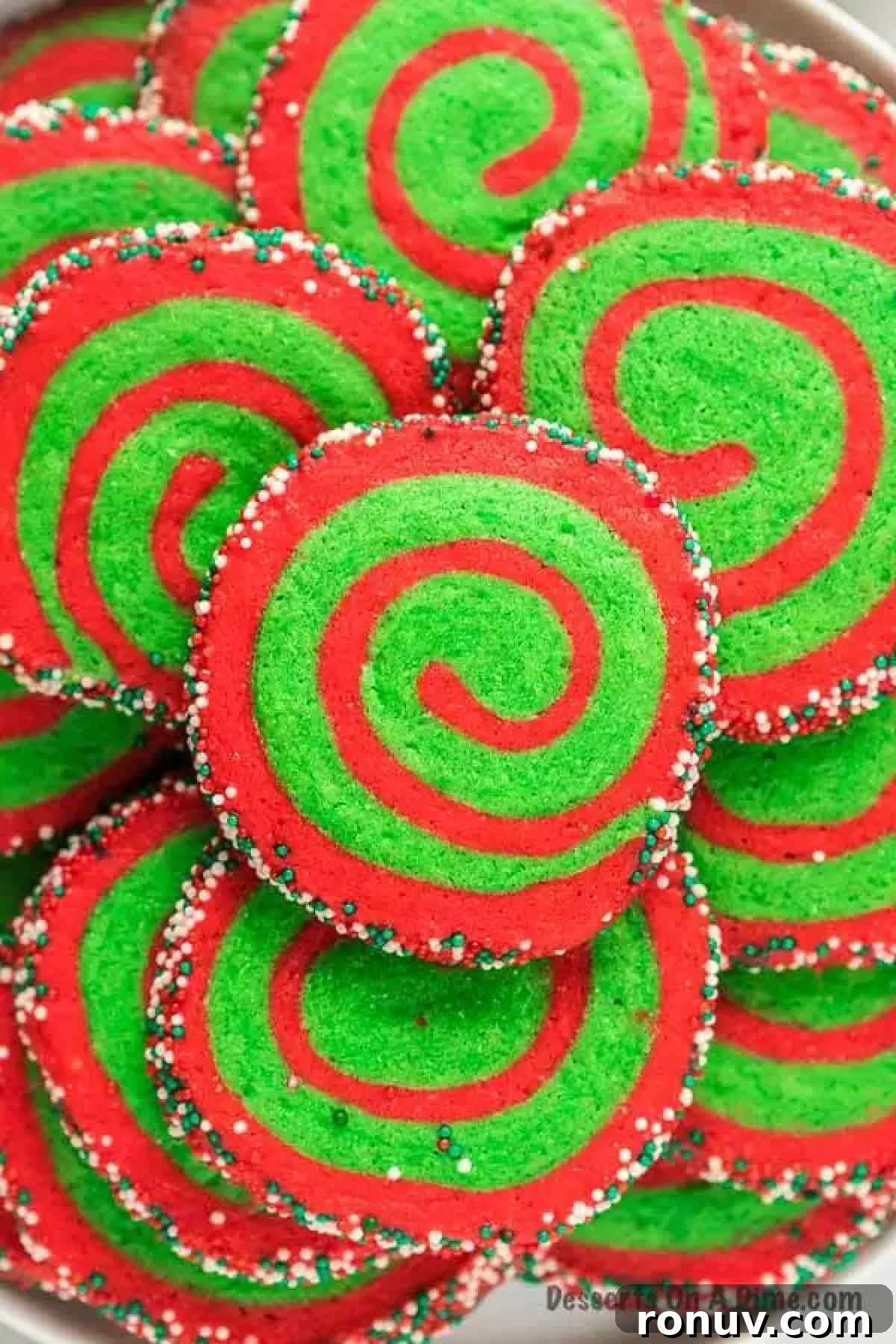 Christmas pinwheel cookies stacked Christmas Pinwheel Cookies stacked