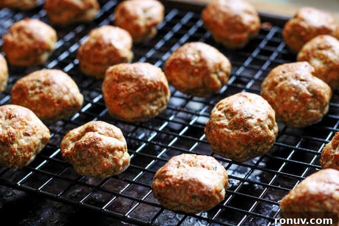 Buffalo Turkey Meatballs are a perfect appetizer for the Big Game. They're also a lighter alternative to a traditional chicken buffalo wings, not only because they have less fat, but also because they're baked, not fried. Not to mention they're also super easy to make. Turkey Meatballs on sheet rack