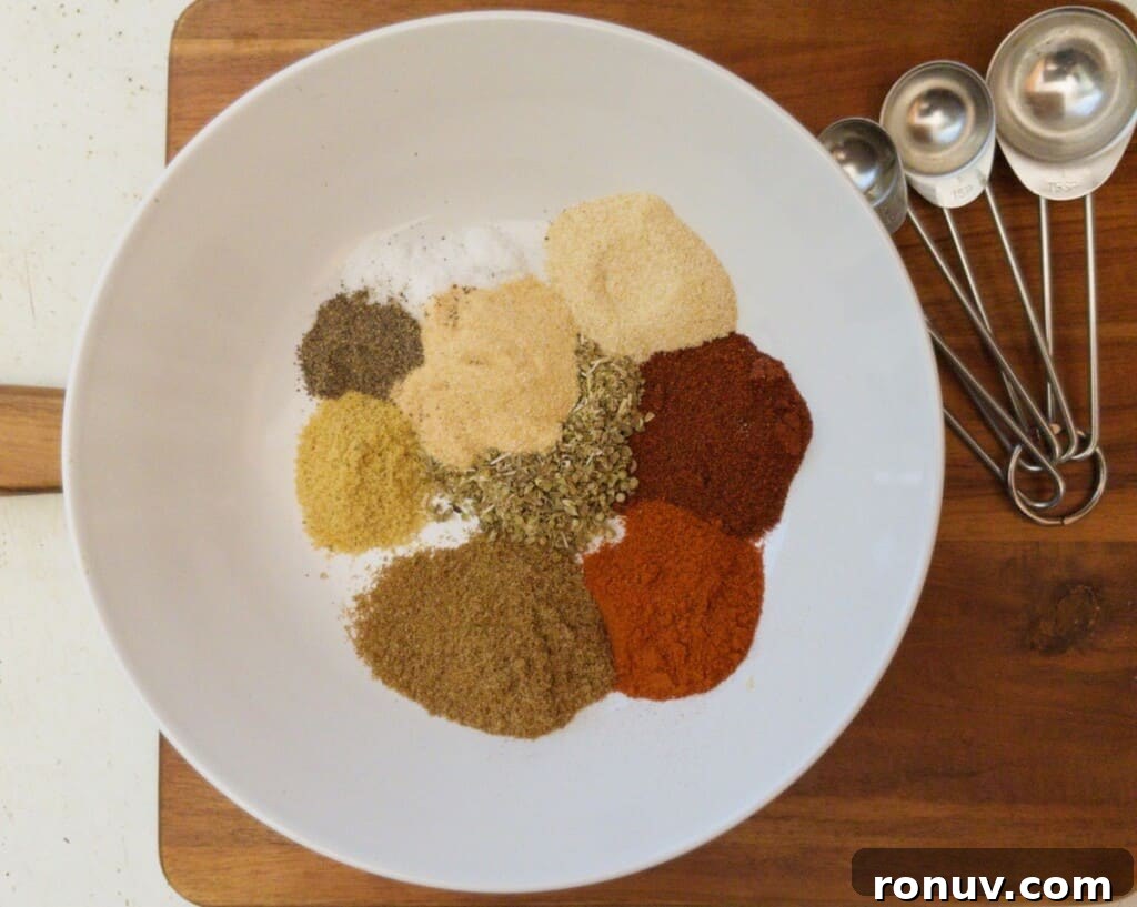Homemade Chicken Taco Seasoning Mix for Bold Flavor 3 homemade chicken taco seasoning ingredients needed in a bowl